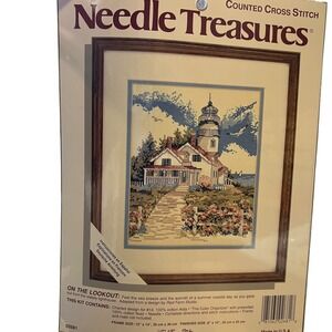 Needle Treasures On The Lookout Lighthouse Cross Stitch Kit New Sealed 8x10